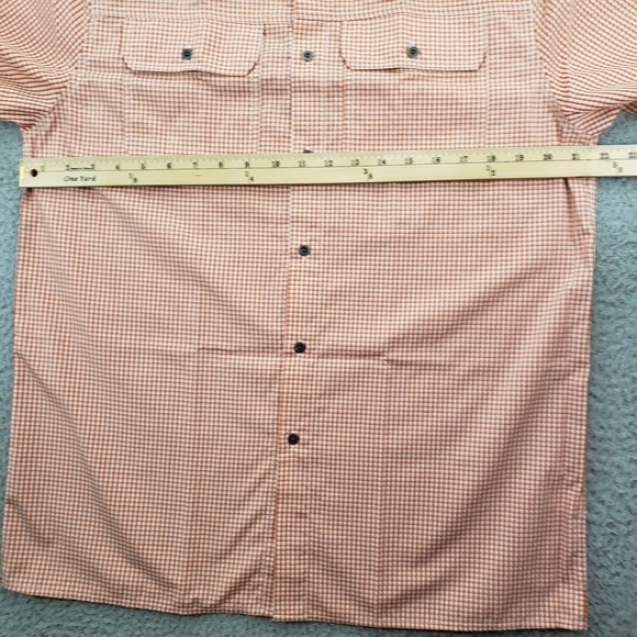 Ocean Coast Shirt Mens Medium Red White‎ Check Button Up Short Sleeve Pockets - Picture 13 of 14